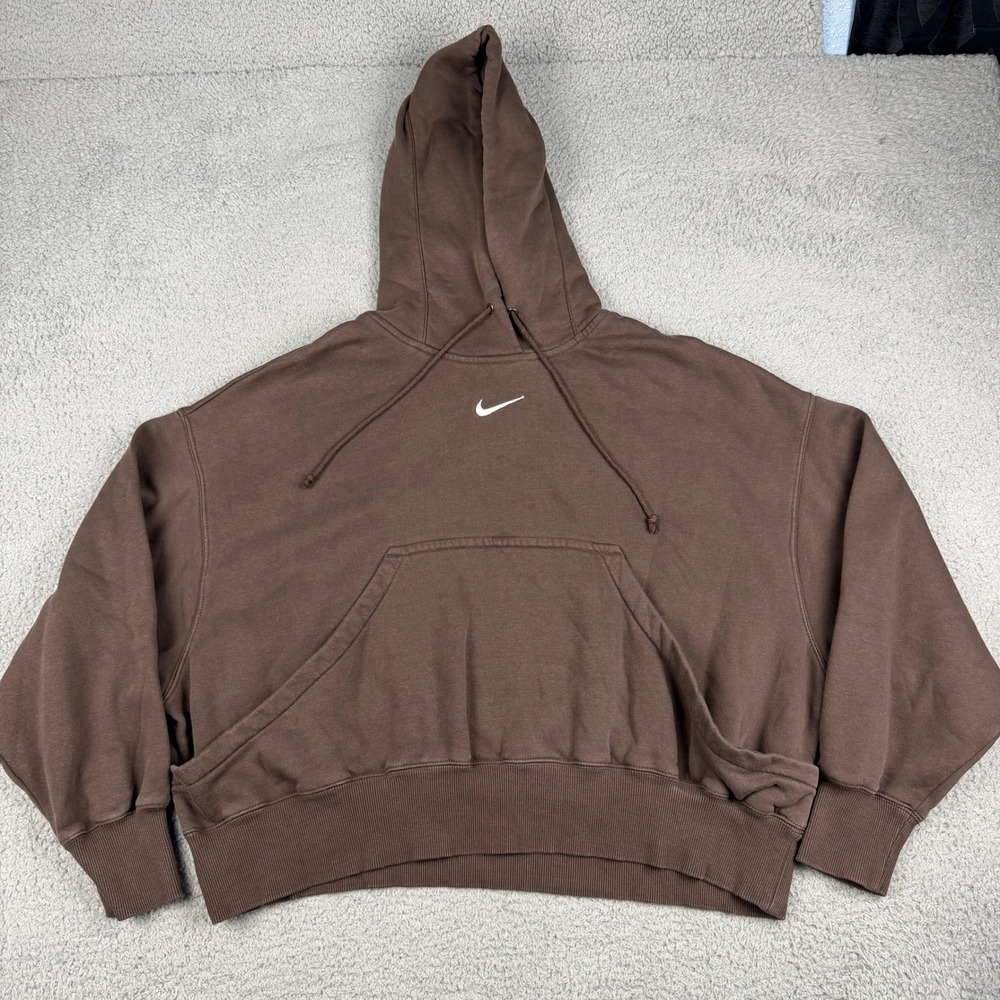 Nike Hoodie Womens Small Brown Phoenix Fleece Oversized Center Swoosh